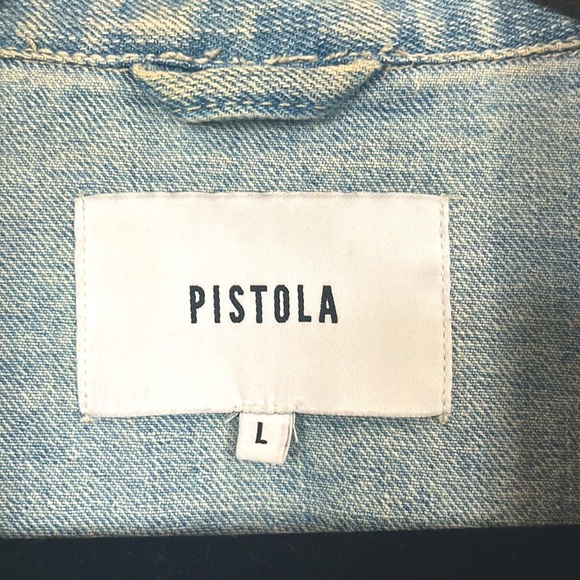 Pistola Boyfriend Oversized Astrology Denim Jean Jacket Sz Large - Picture 4 of 13